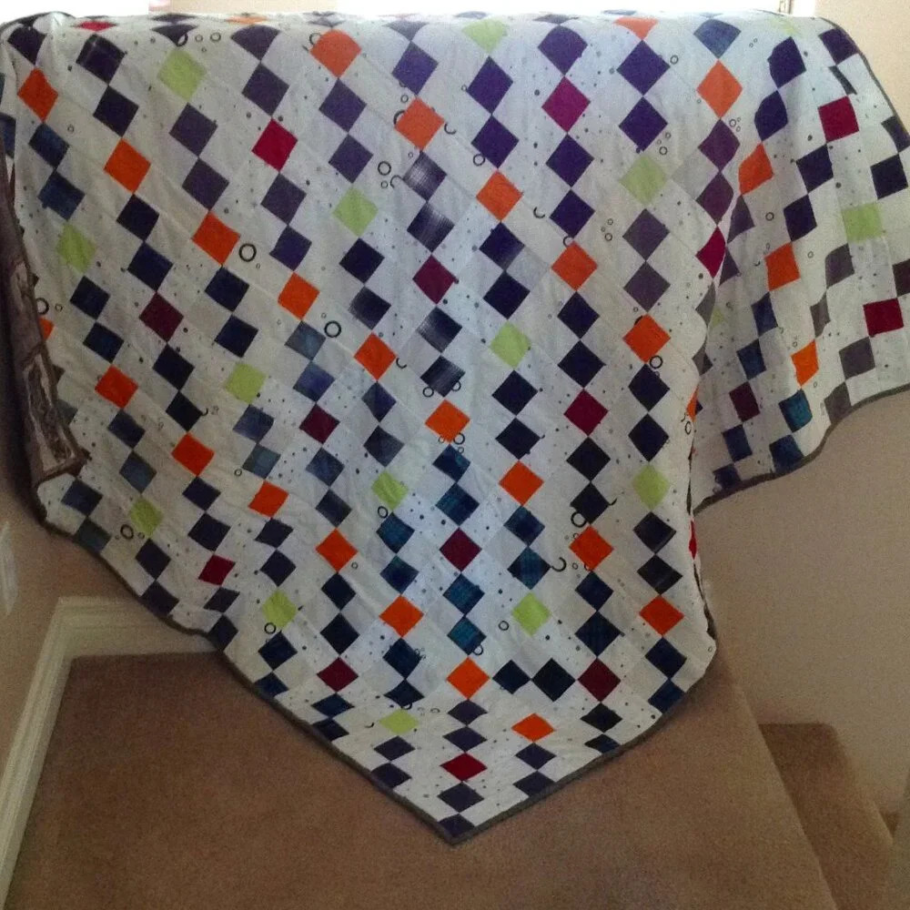 Handmade Quilted Lap Quilt Blanket Throw Squares Cars
